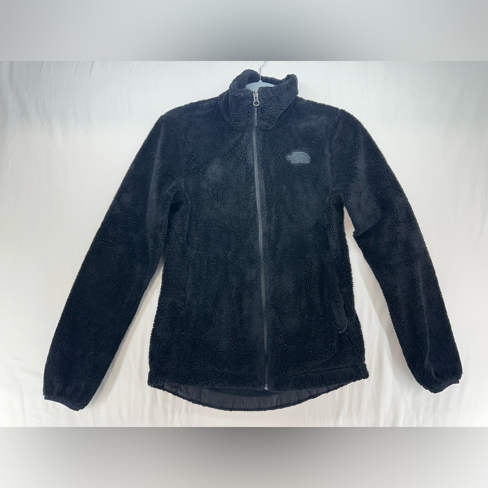The North Face Full Zip Logo Fuzzy Fleece Jacket Womens Size XS Black Extra Soft